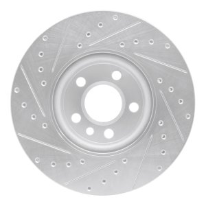 Volkswagen EuroVan Brake Rotor (1) - Front Right - R1 Concepts - Drilled & Slotted - Silver - `01-`03
